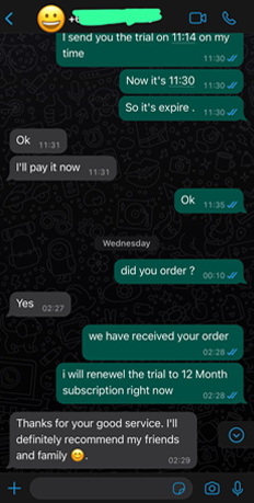 Customer review of NetivoTV IPTV on WhatsApp